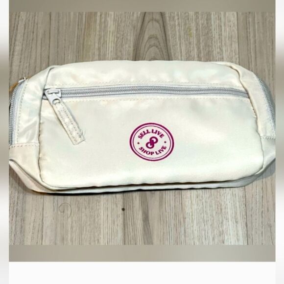 POSHMARK BELT BAG Sling Fanny Pack Bag Cream Burgendy Unisrx Clip Zip Purse Body - Picture 1 of 13